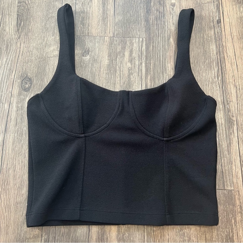 Zara Women’s Black Crop Top Sweetheart Neckline Sleeveless Thin Straps M
